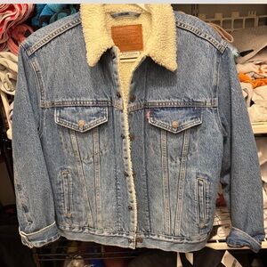 Levi's Sherpa lined warm denim trucker jacket